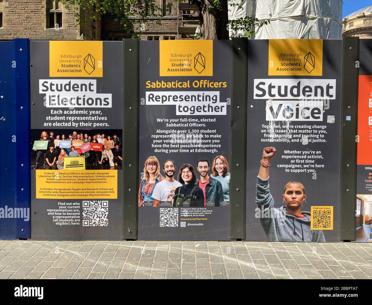 Billboard advertising aimed at students, University of Edinburgh campus, Edinburgh Scotland - Smartphone Captured Stock Image