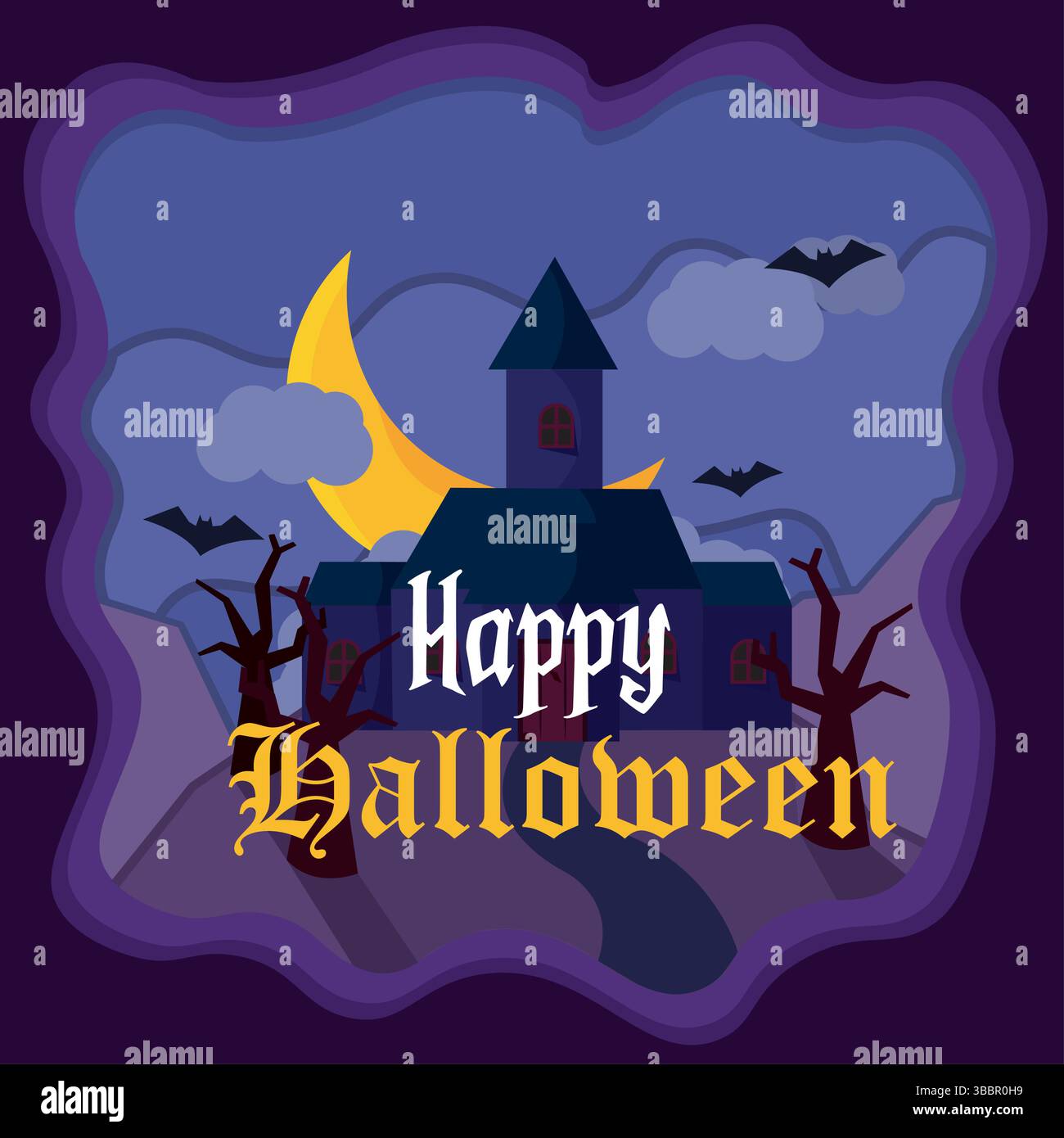 Haunted house and bats sky. Vector illustration Stock Vector Image ...