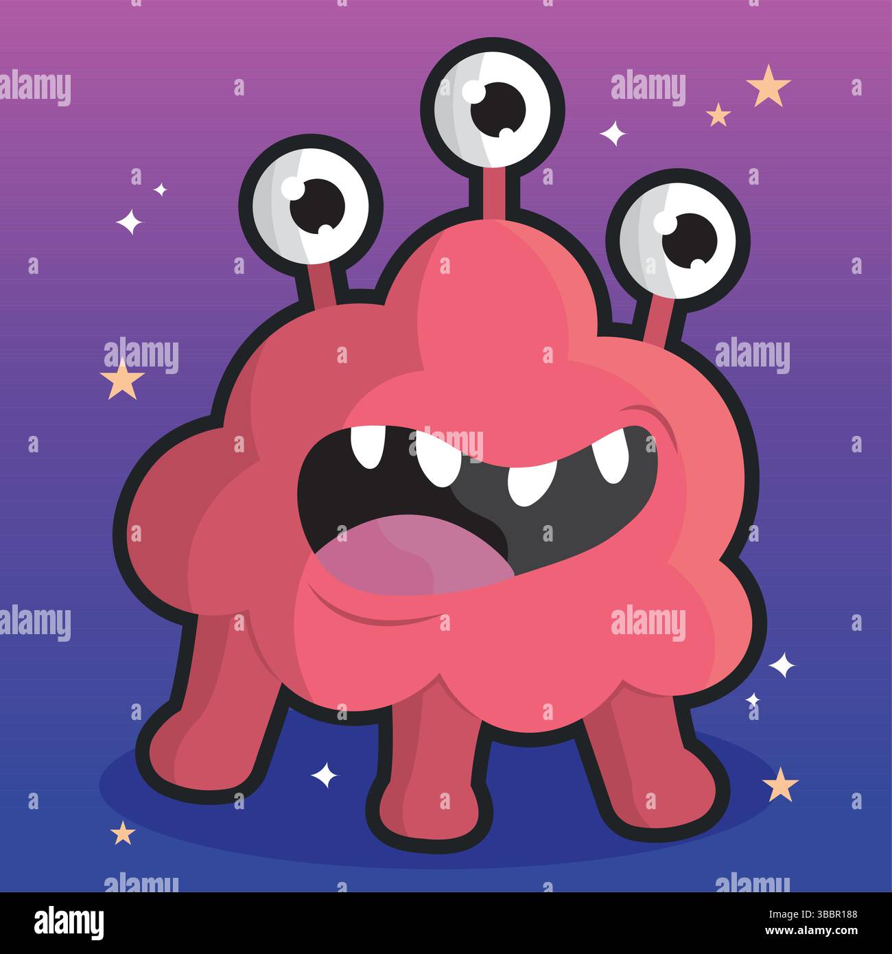 Red alien with three eyes. Vector illustration Stock Vector Image & Art ...