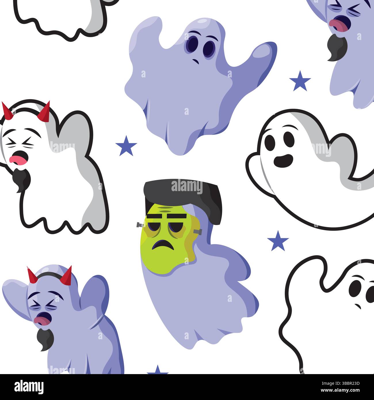 Halloween ghost character Pattern background Vector illustration Stock ...