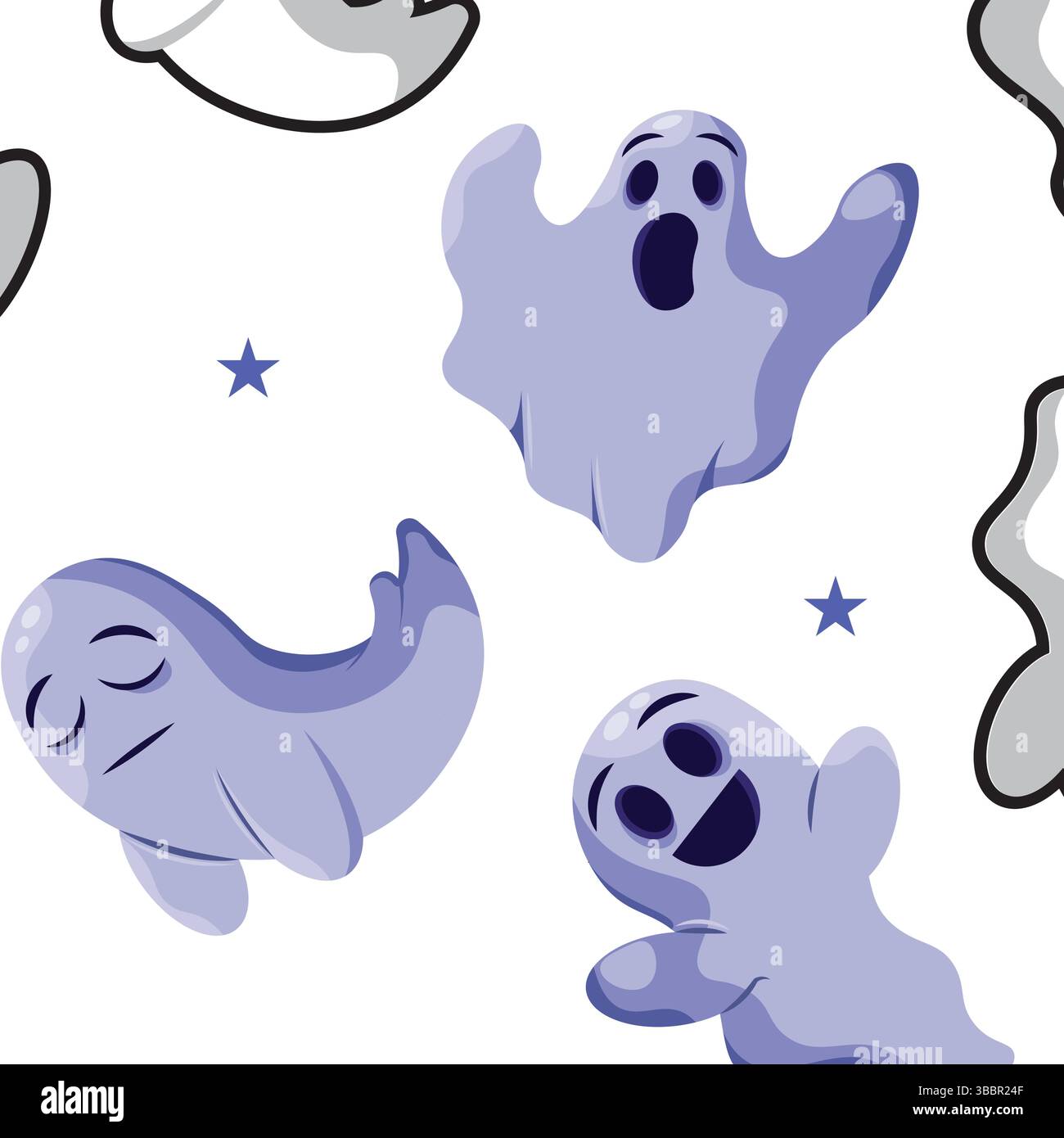 Halloween ghost character Pattern background Vector illustration Stock ...