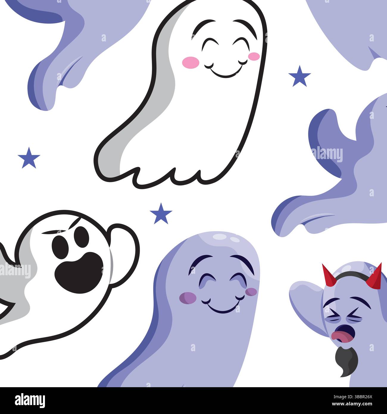 Halloween ghost character Pattern background Vector illustration Stock ...