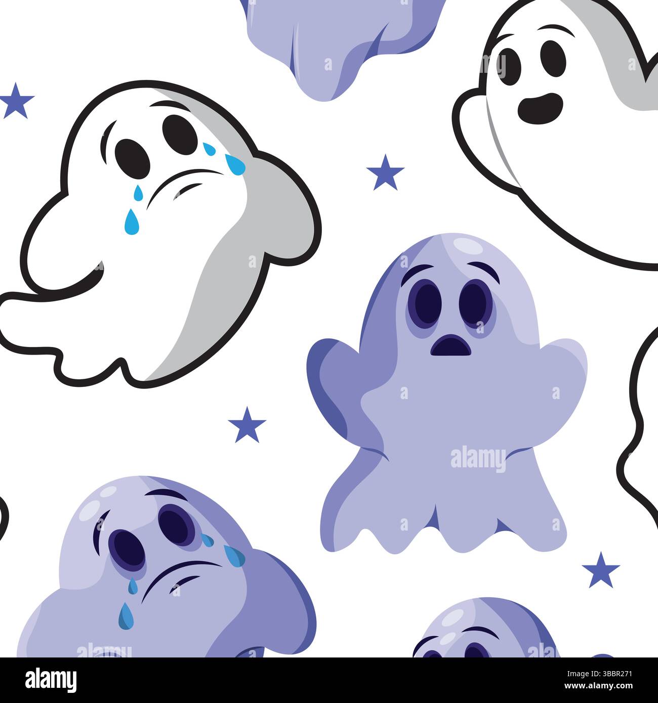 Halloween ghost character Pattern background Vector illustration Stock ...