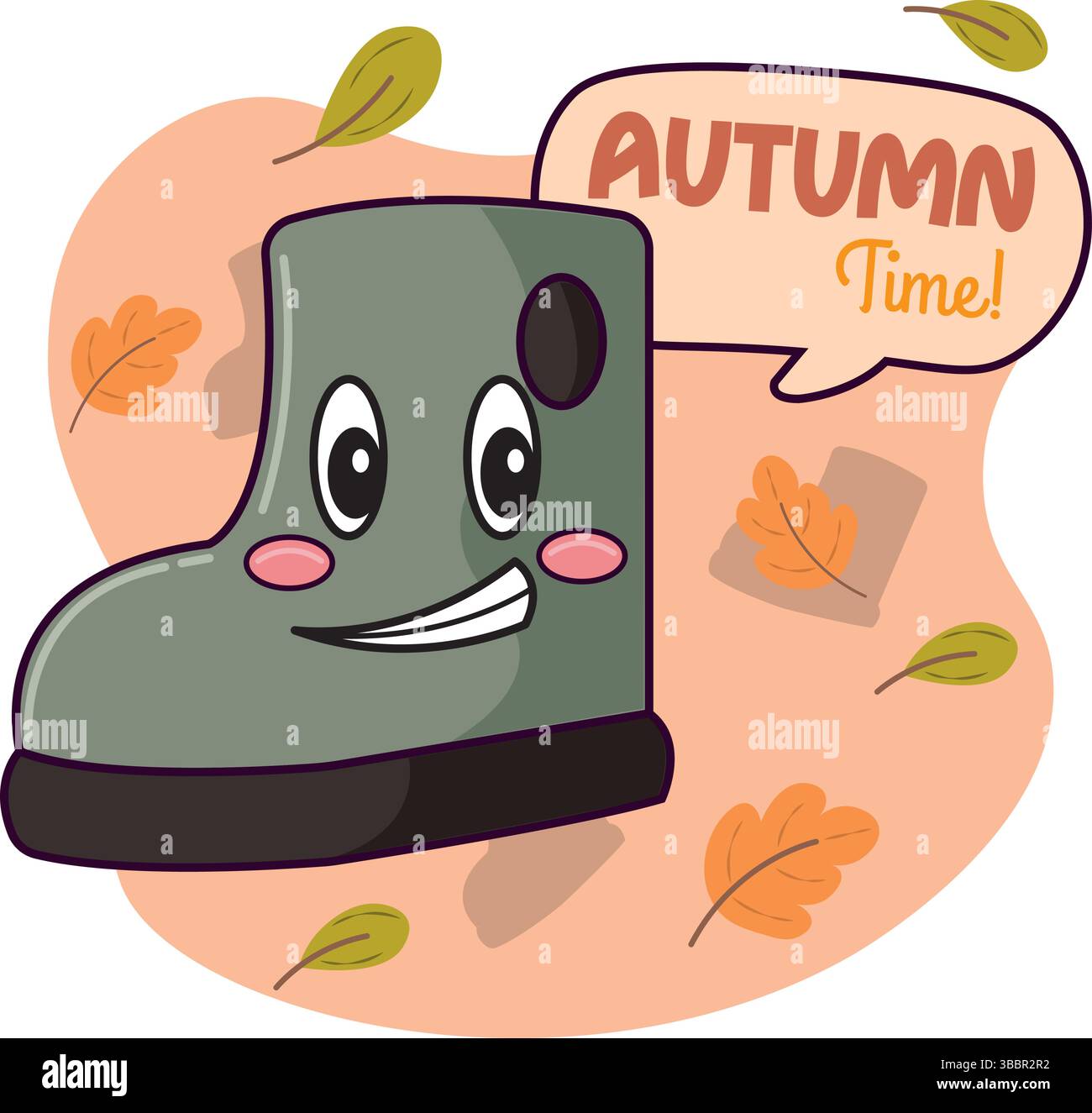 Cute happy rainy boot character Vector illustration Stock Vector Image ...