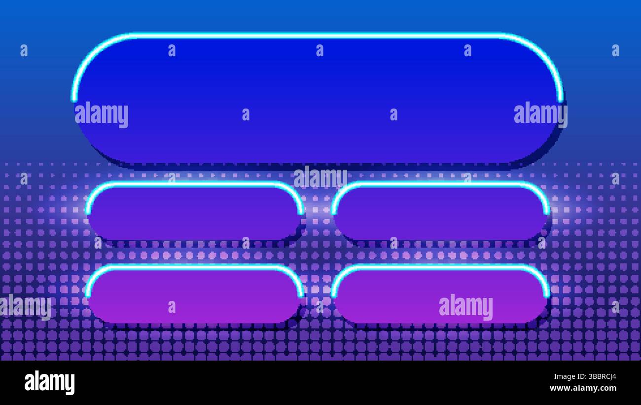 Vector illustration of a vibrant game show interface with neon accents, featuring a blue and purple color scheme and dynamic composition Stock Vector