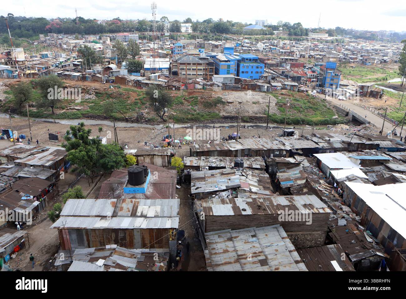 A view of residential structures in Mathare informal settlement of the ...