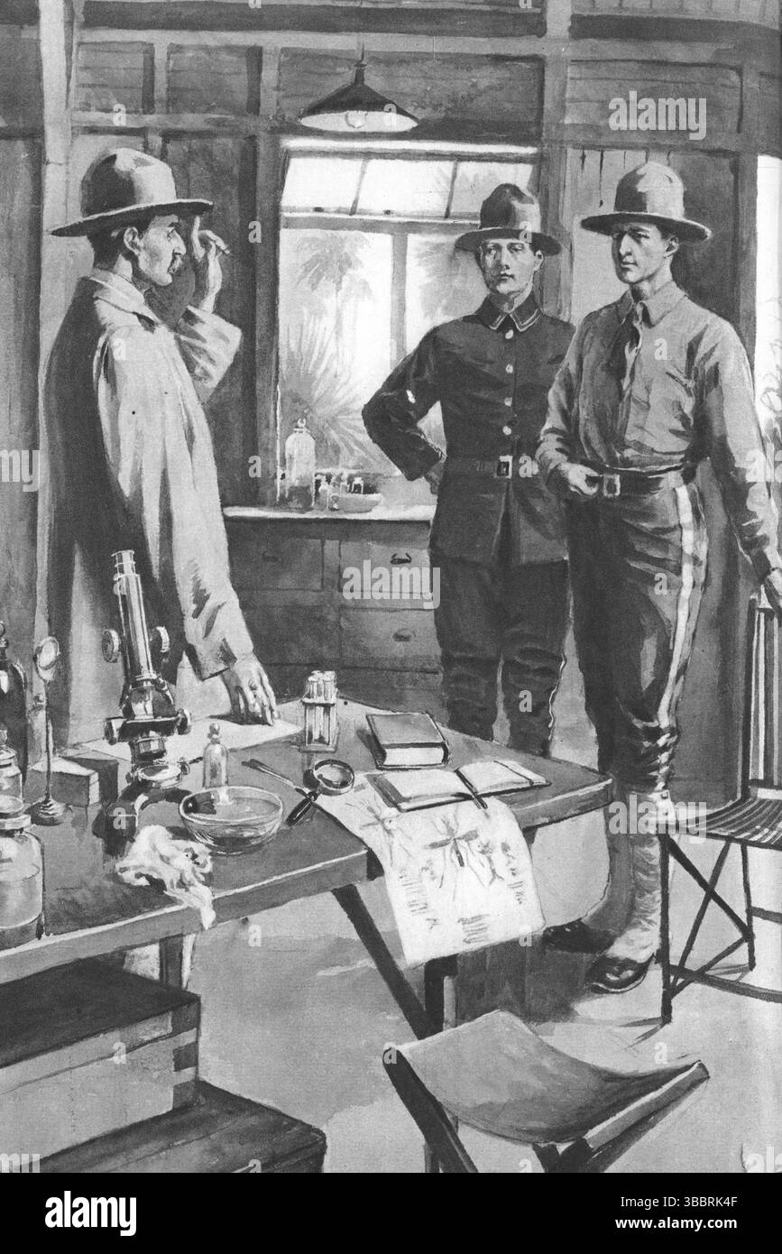 U.S. Army physician, Major Walter Reed (1851 – 1902) with two soliders ...