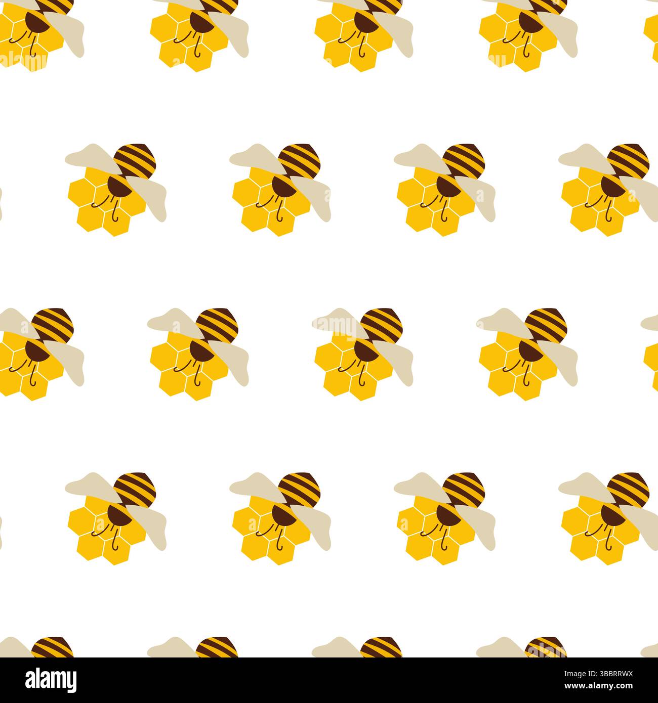 Beekeeping seamless pattern with bee on honey wax cell. Stock Vector