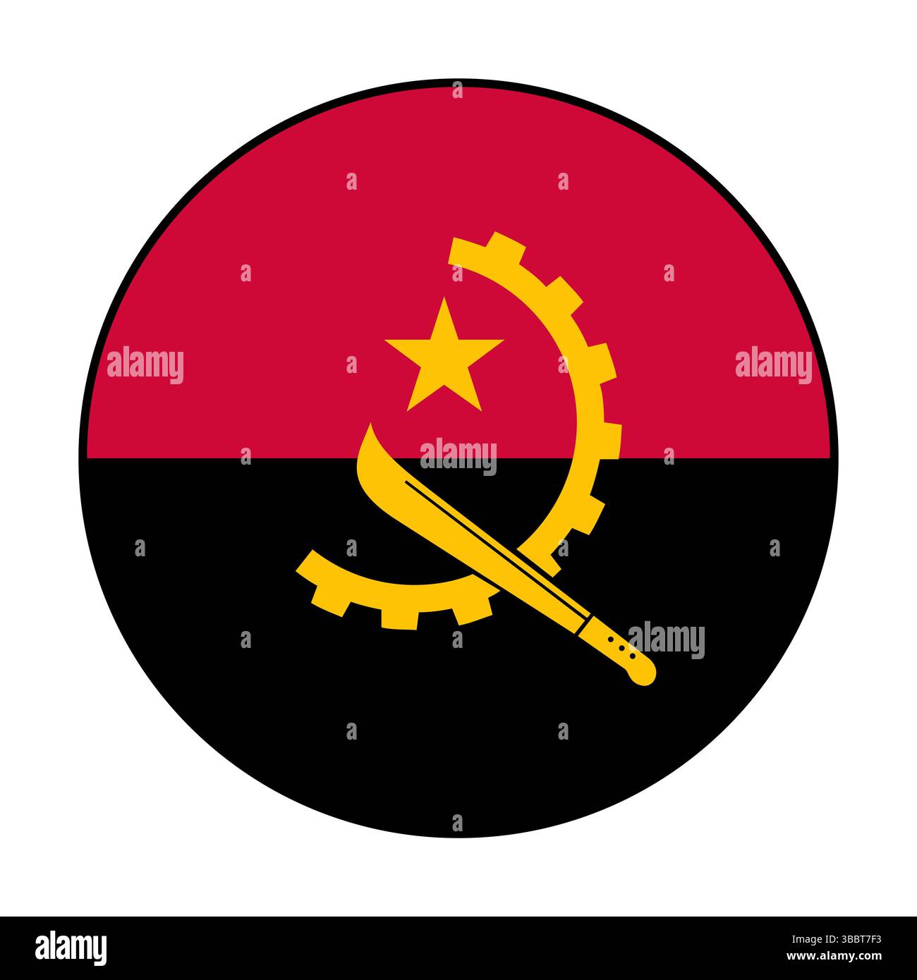Flag of Angola. Black edge. Angola circle flag logo icon computer ...