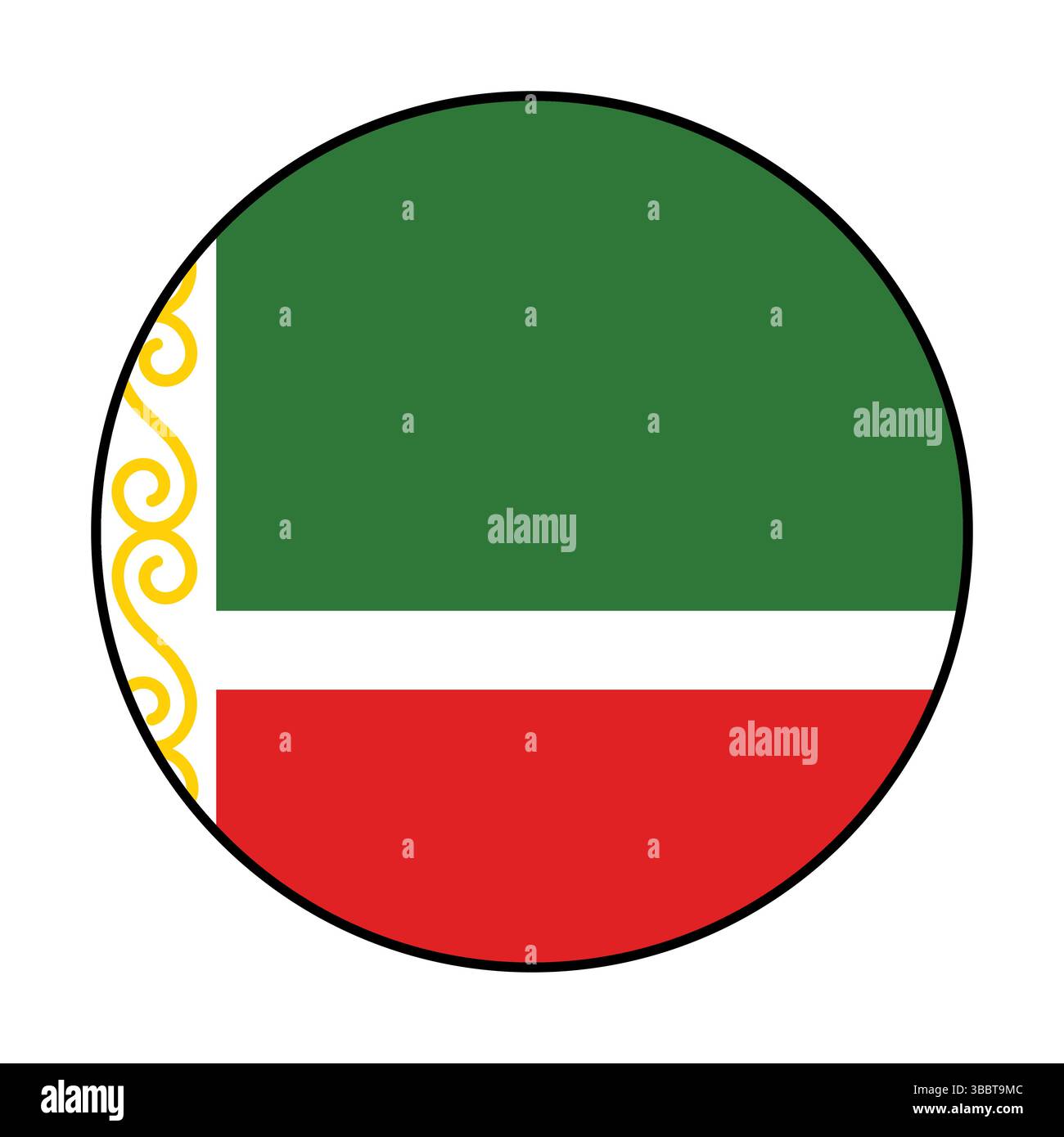 Flag of Chechnya. Black edge. Chechnya circle flag logo icon computer ...