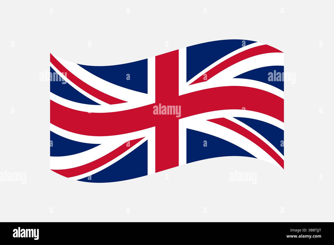 Flag of United Kingdom. United Kingdom flag official colors and proportion digital vector illustration. Wavy flag. Stock Vector