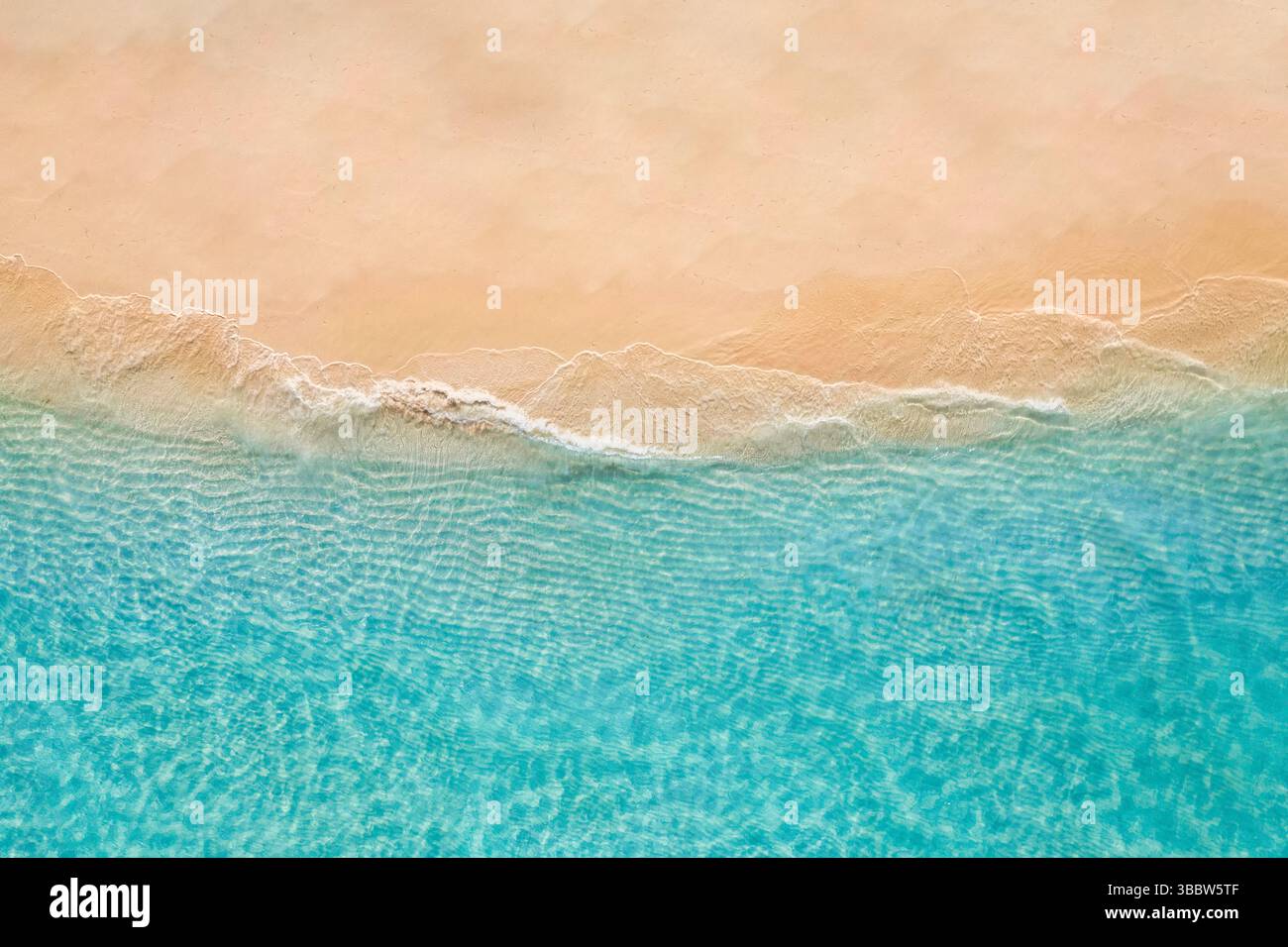 Panoramic aerial view of tranquil sandy beach peaceful ocean waves ...