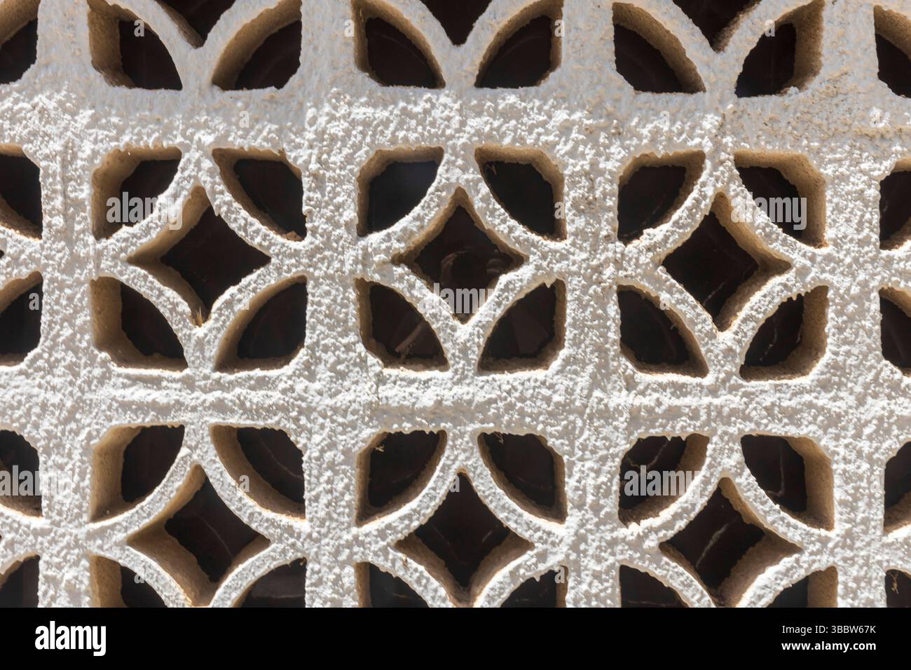 Close-up of Decorative Concrete Screen Block with Geometric 
