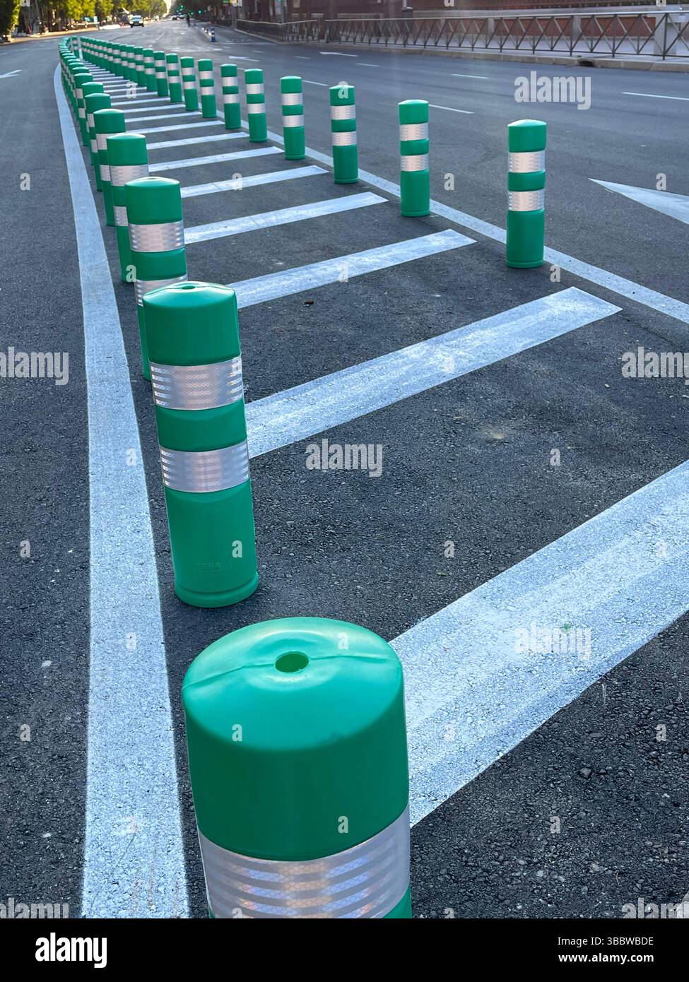 Bollards in a street. Madrid, Spain. - Smartphone Captured Stock Image