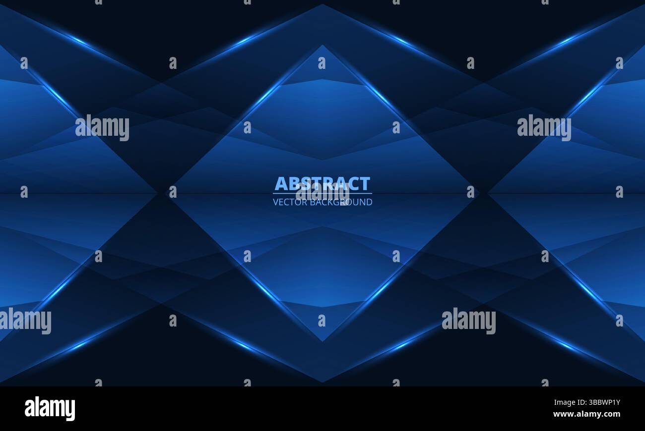 Dark blue modern abstract background with geometric shapes and glowing ...