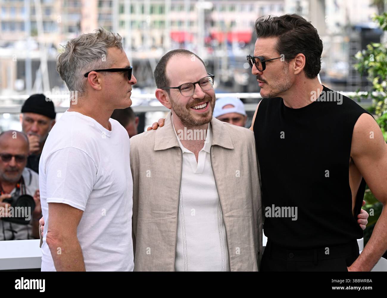 Cannes, France. May 17th, 2025. Joaquin Phoenix, Ari Aster and Pedro ...