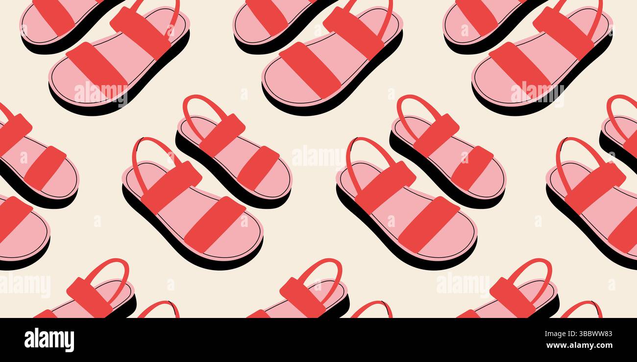 Seamless pattern with summer women's shoes Stock Vector