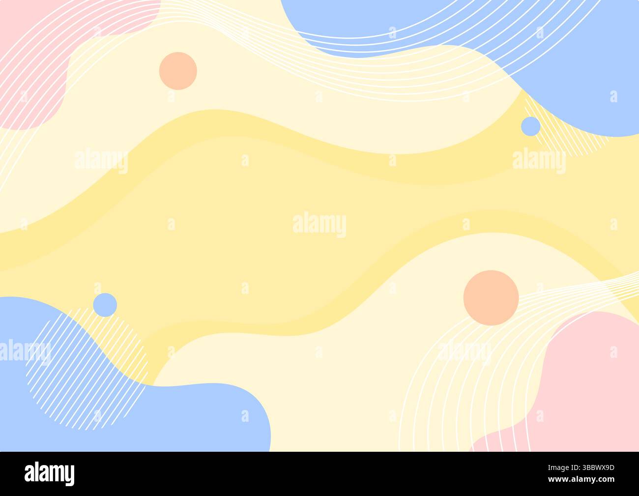 Flat design background. Bright pastel colored wave shapes, flowing lines. Stock Vector