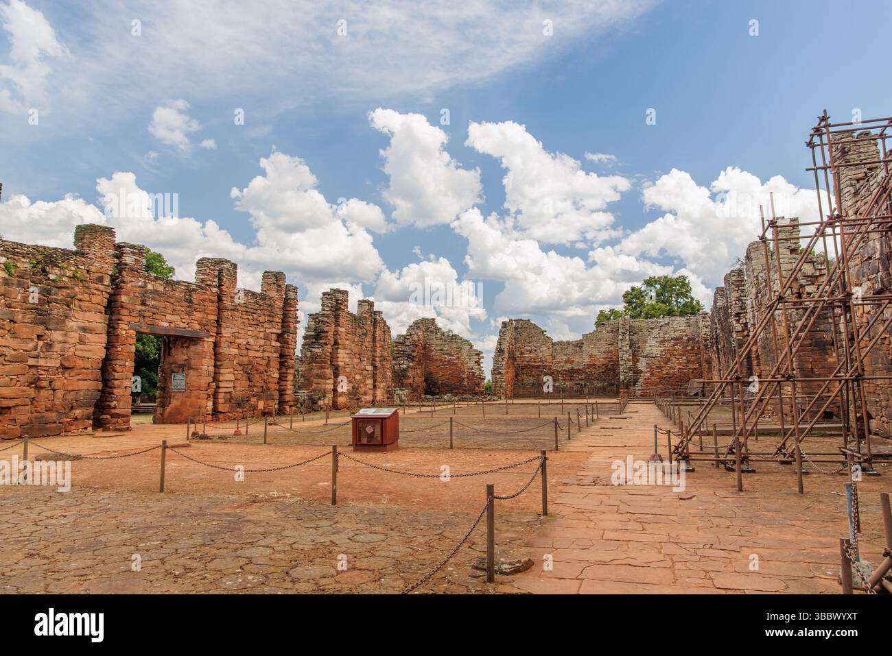 Interior of the church in the ruins of San Ignacio in Misiones, Argentina. Stock Photo