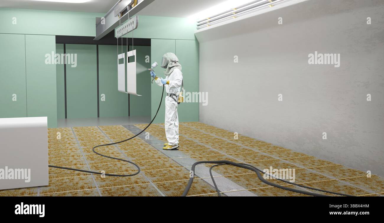 illustration of a spray painter at work Stock Photo - Alamy
