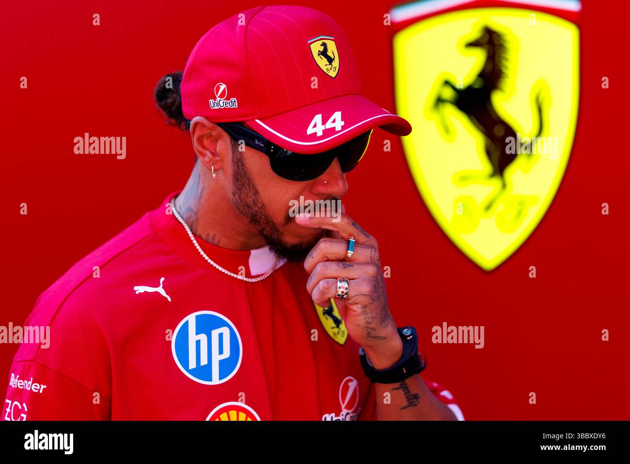 17th May 2025; Autodromo Enzo e Dino Ferrari, Imola, Italy; FIA Formula 1 Emilia Romagna Grand Prix 2025; Qualifying Day; Number 44 Scuderia Ferrari driver Lewis Hamilton at the Emilia Romagna Formula 1 Stock Photo