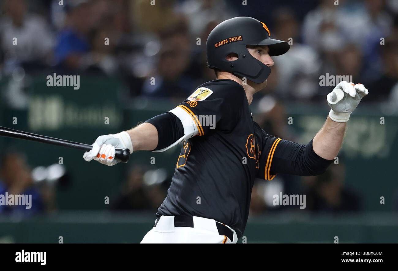 Yomiuri Giants Starting Pitcher Foster Griffin From The United States Yomiuri Giants Starting Pitcher Foster Griffin From The United States Of America Singles In The Fifth Inning Of A Baseball Game Between The Yomiuri Giants And The Chunichi Dragons At Tokyo Dome In Tokyo Japan On May 17 2025 The Yomiuri Shimbun Via Ap Images 3BBXG0M 