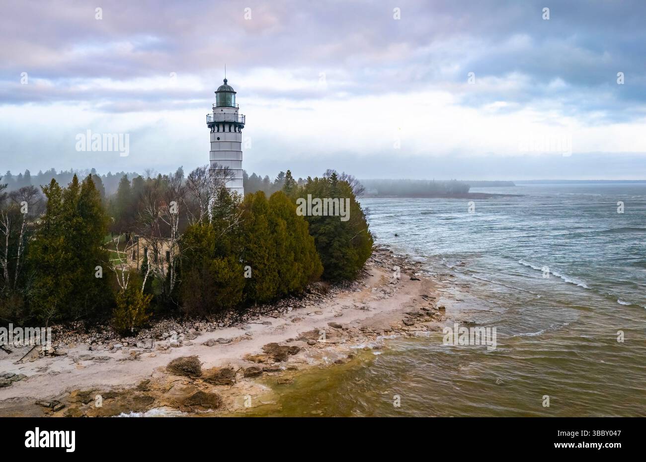 Dramatic Aerial Image Of Cana Island Lighthouse In Wisconsin Captured dramatic-aerial-image-of-cana-island-lighthouse-in-wisconsin-captured