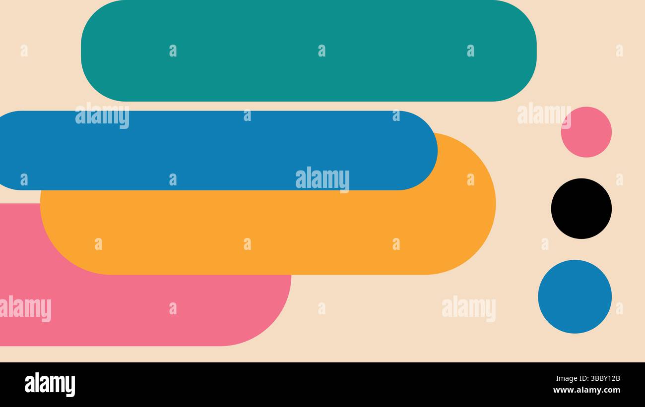 Colorful Abstract Composition With Rounded Stock Vector