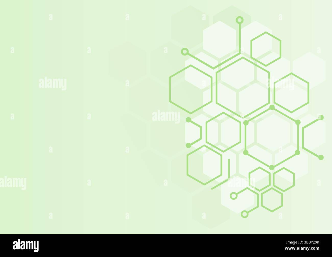 a green background with hexagons and lines Stock Vector