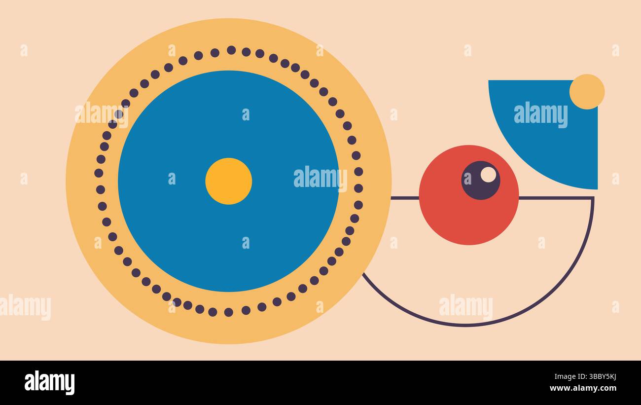 Modern Abstract Artwork with Dotted Circles  Stock Vector