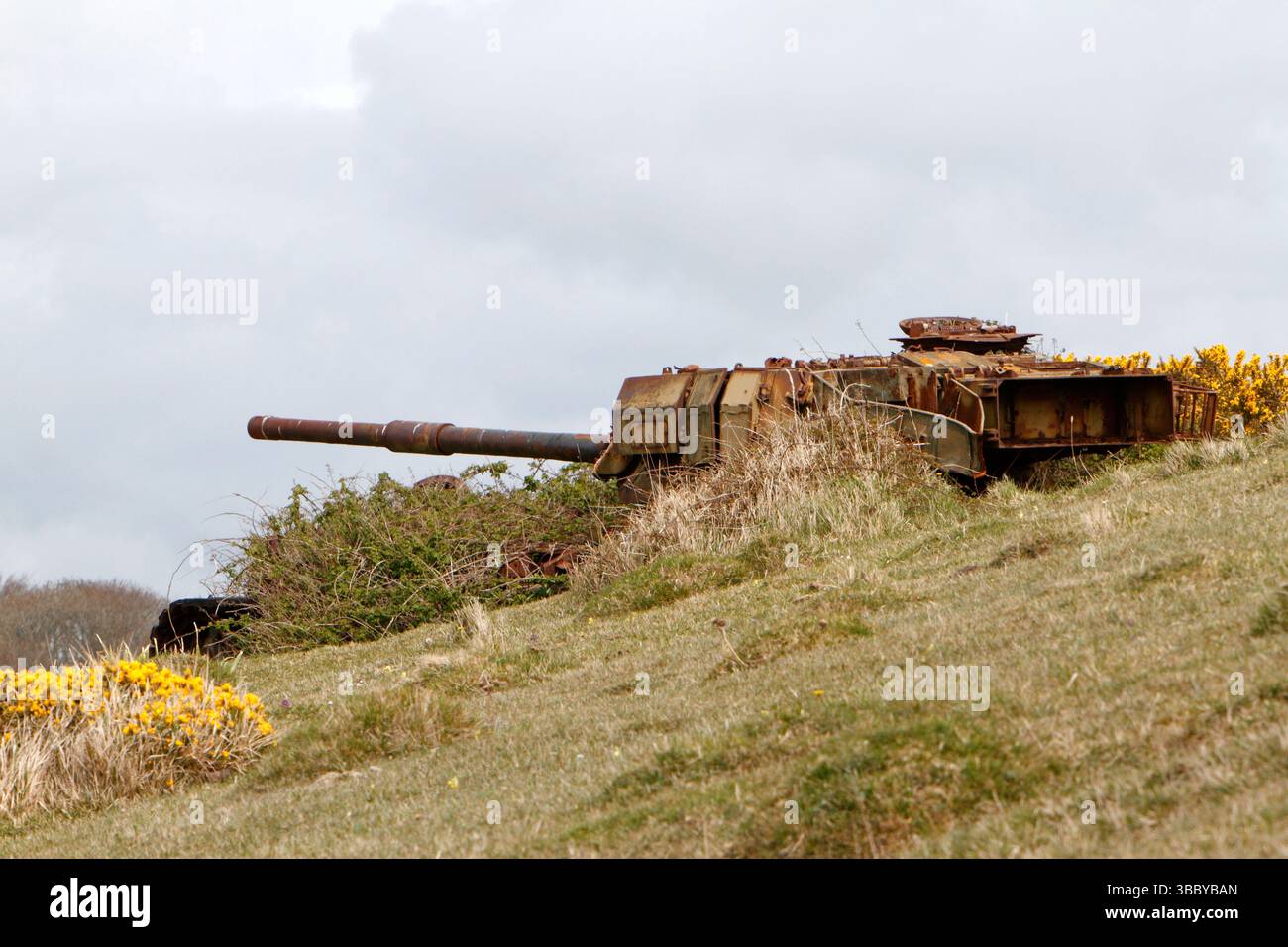 Tank Target Finding Old tanks used for target practice on Lulworth Ranges, Dorset, UK ...
