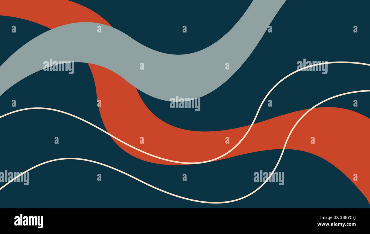 Abstract Retro Wavy Lines on Dark Background Stock Vector