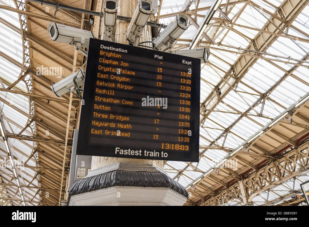 Victoria Station Electronic Timetable Showing Train Destinations And Victoria Station Electronic Timetable Showing Train Destinations And