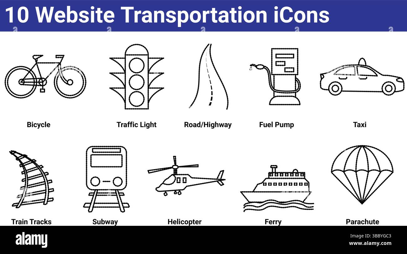 10 website Transportation icons set Stock Vector