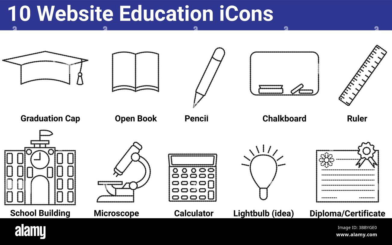 10 Website Education Icons Stock Vector