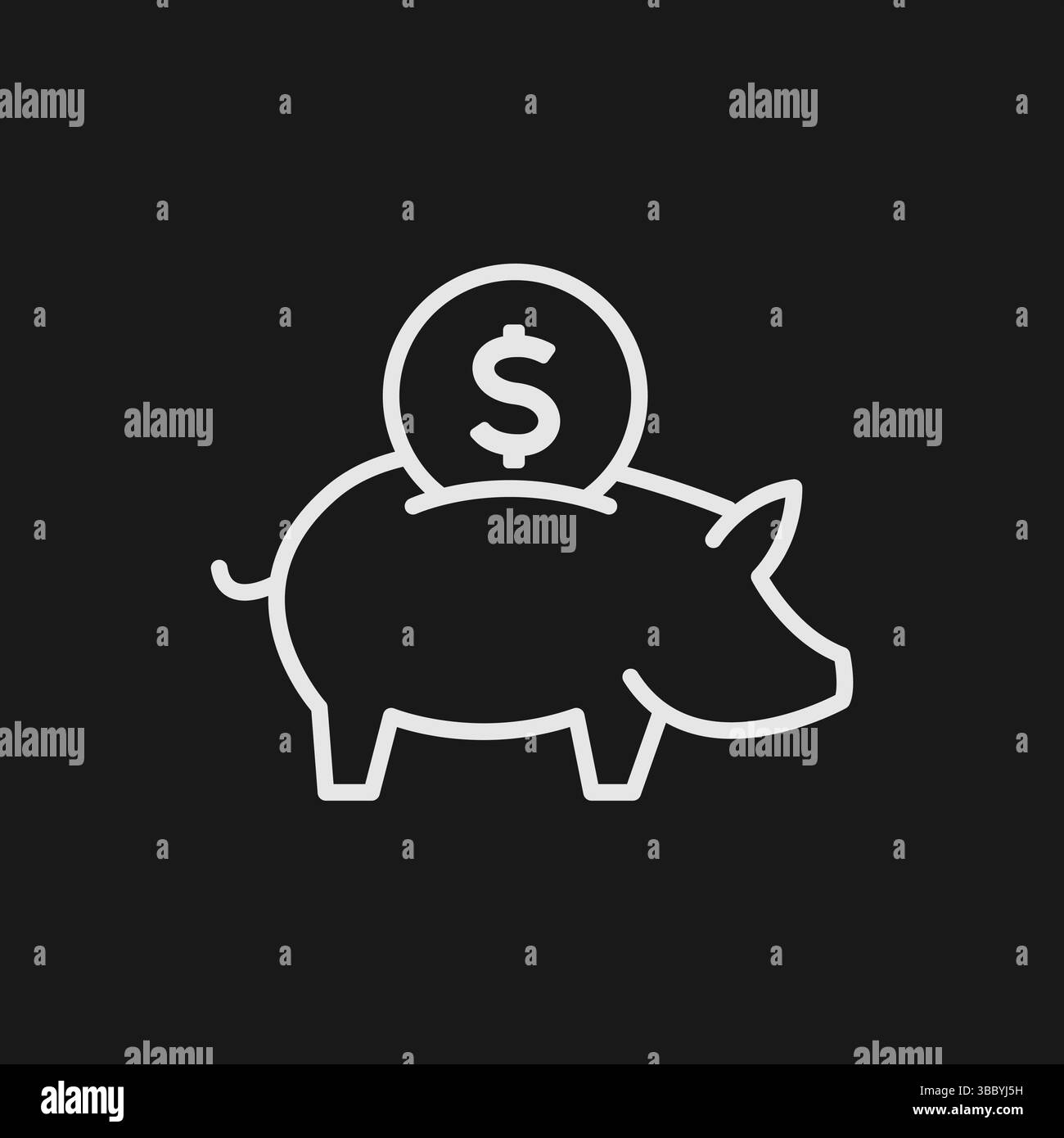 Minimalist Piggy Bank Icon Vector Simple Outline Illustration of ...