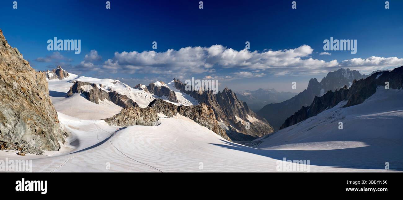 The view shows the surroundings of the Glacier du Geant - Aiguille Midi ...