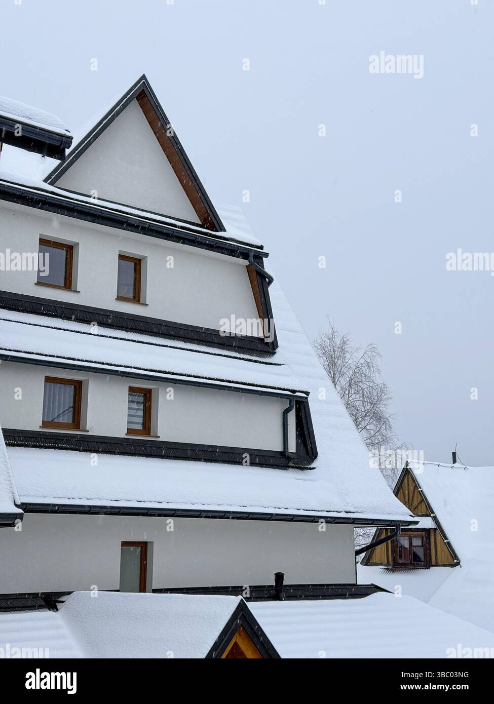 After the snowfall, snow covered the roofs of houses Stock Photo - Alamy