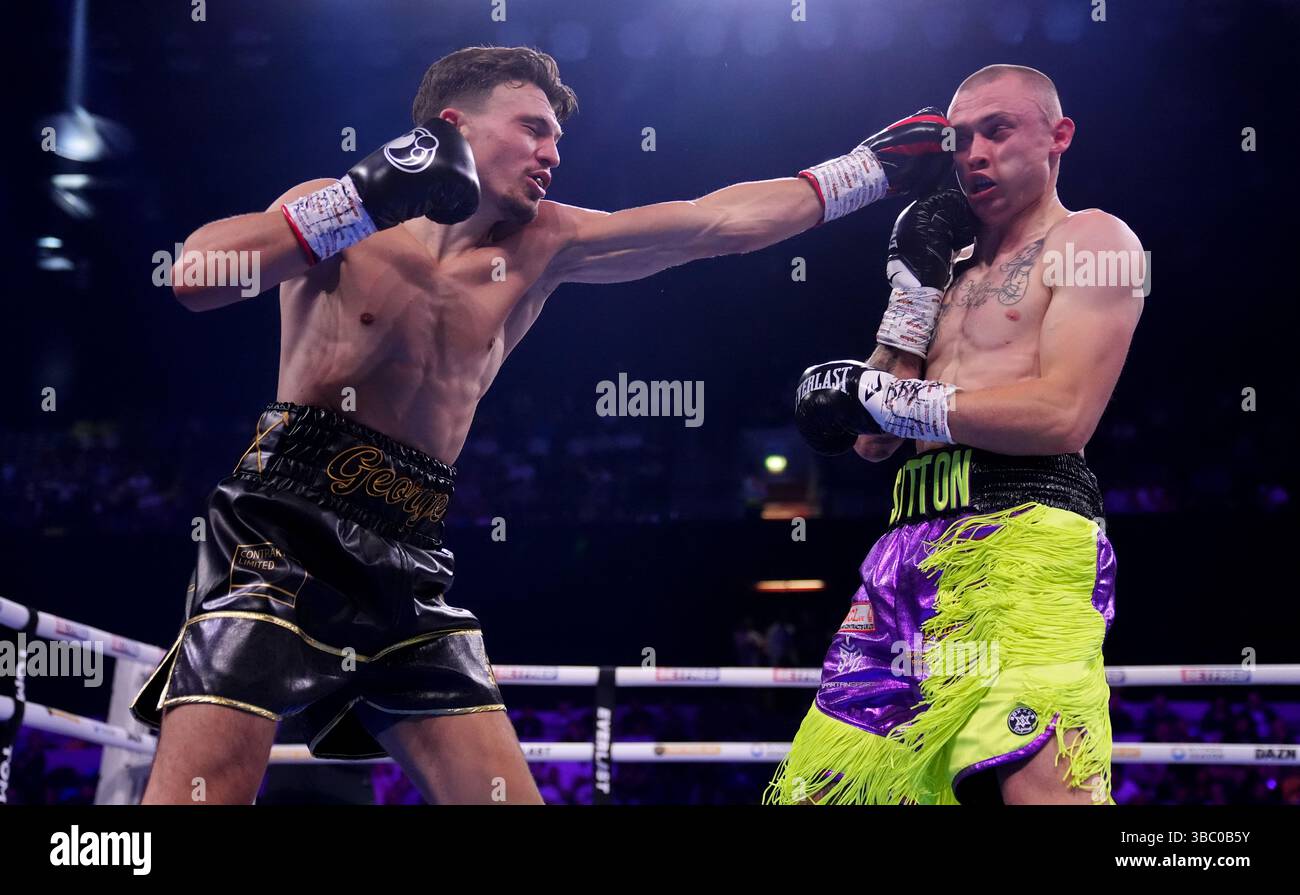 George Liddard and Aaron Sutton during their Middleweight bout at the ...