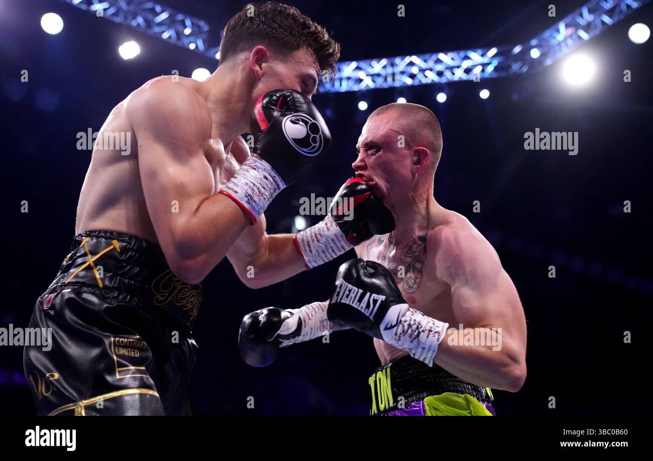 George Liddard and Aaron Sutton during their Middleweight bout at the ...