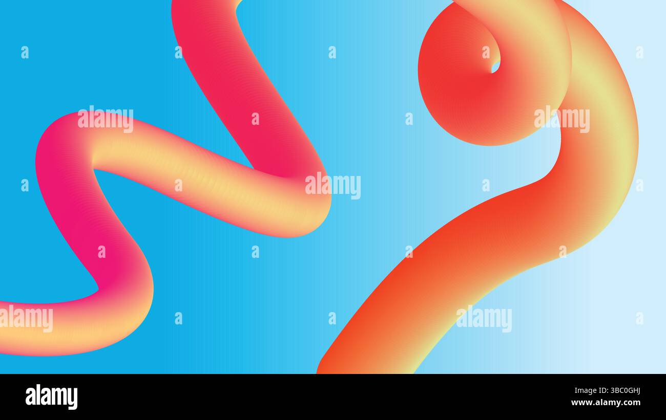 Bright 3D Swirl on Blue Gradient Background Stock Vector