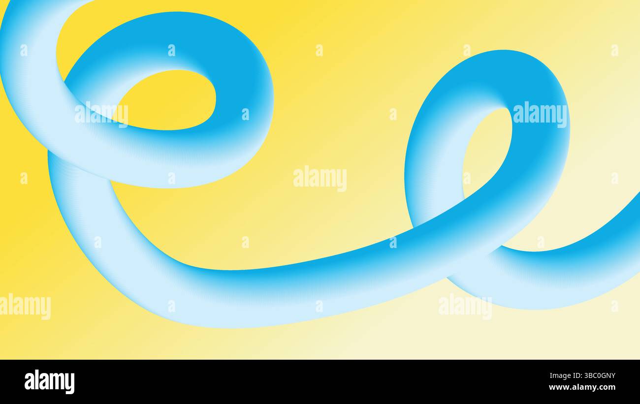 Abstract Blue Curl with Yellow Gradient Background Stock Vector