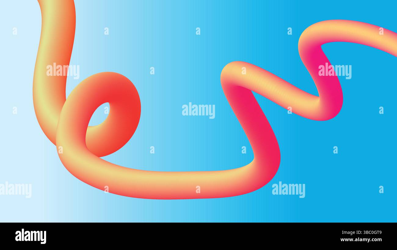Flowing Tube Design with Blue Gradient Background Stock Vector