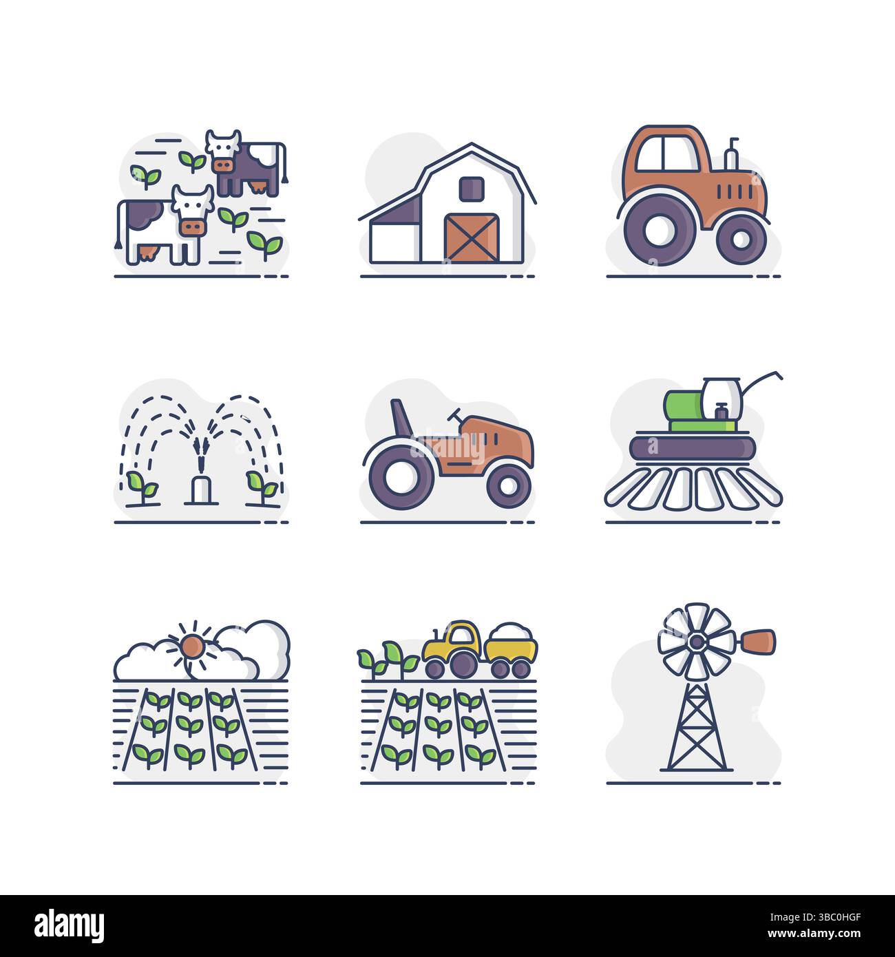 Farm Field isolated icon set. Agriculture sign. Graph symbol for your ...