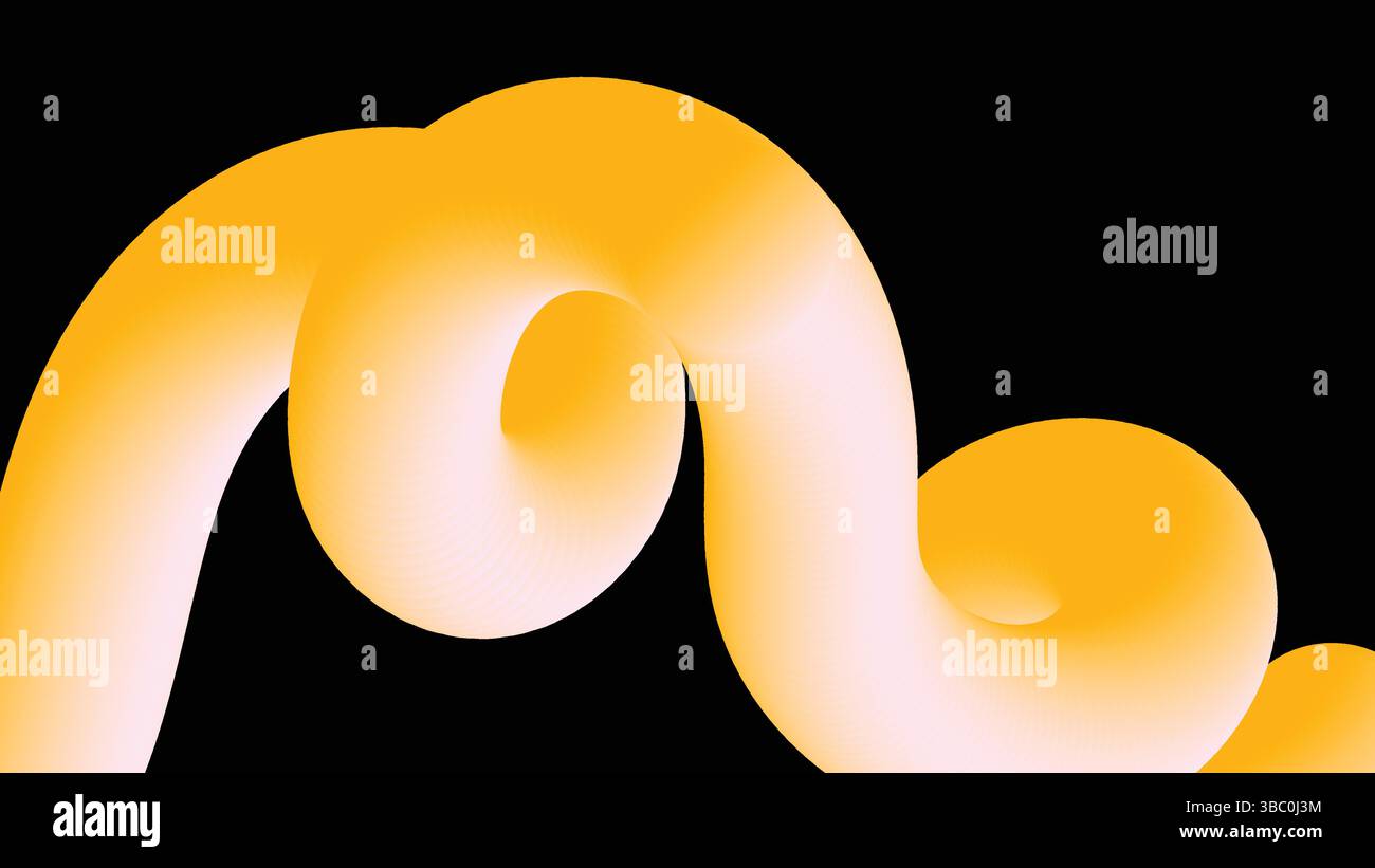 Flowing Orange Tube on Black Backdrop Background Stock Vector