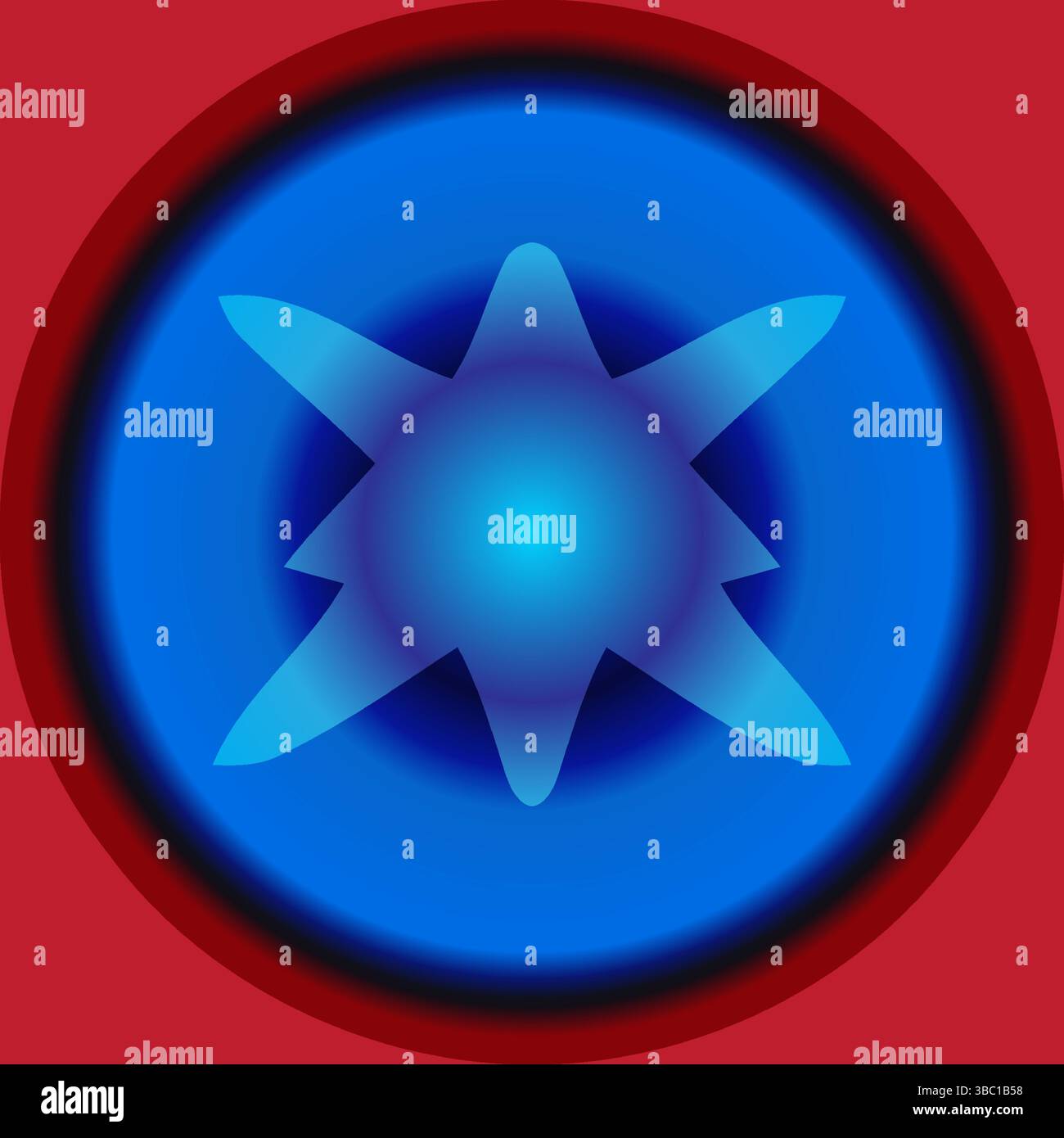 Abstract Blue Starburst on Dark Blue Background Stock Vector