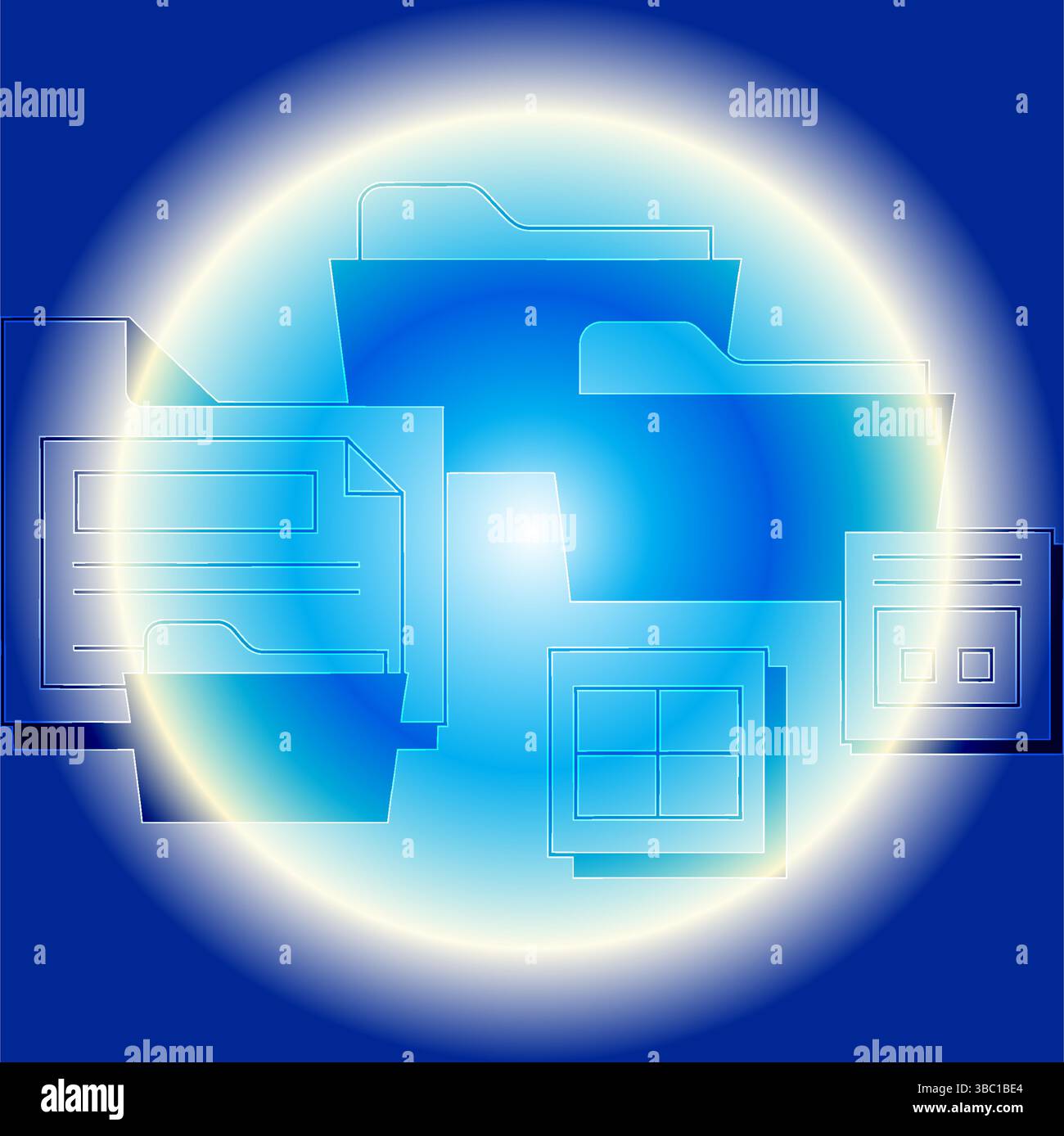 Abstract Blue Digital Glitch Wallpaper | Modern Tech Background Stock Vector