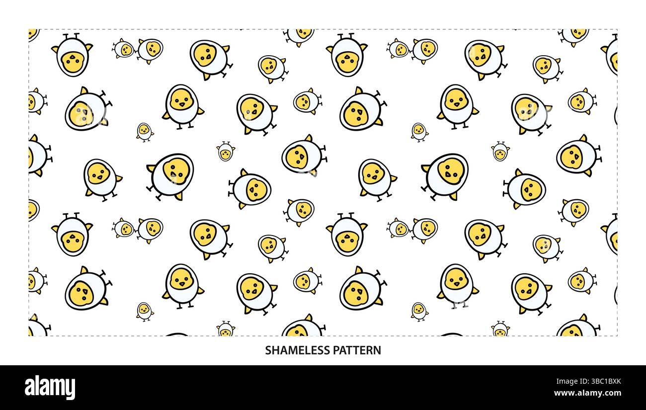 Cute Cartoon Boiled Egg with Face Seamless Pattern for Food Designs Stock Vector
