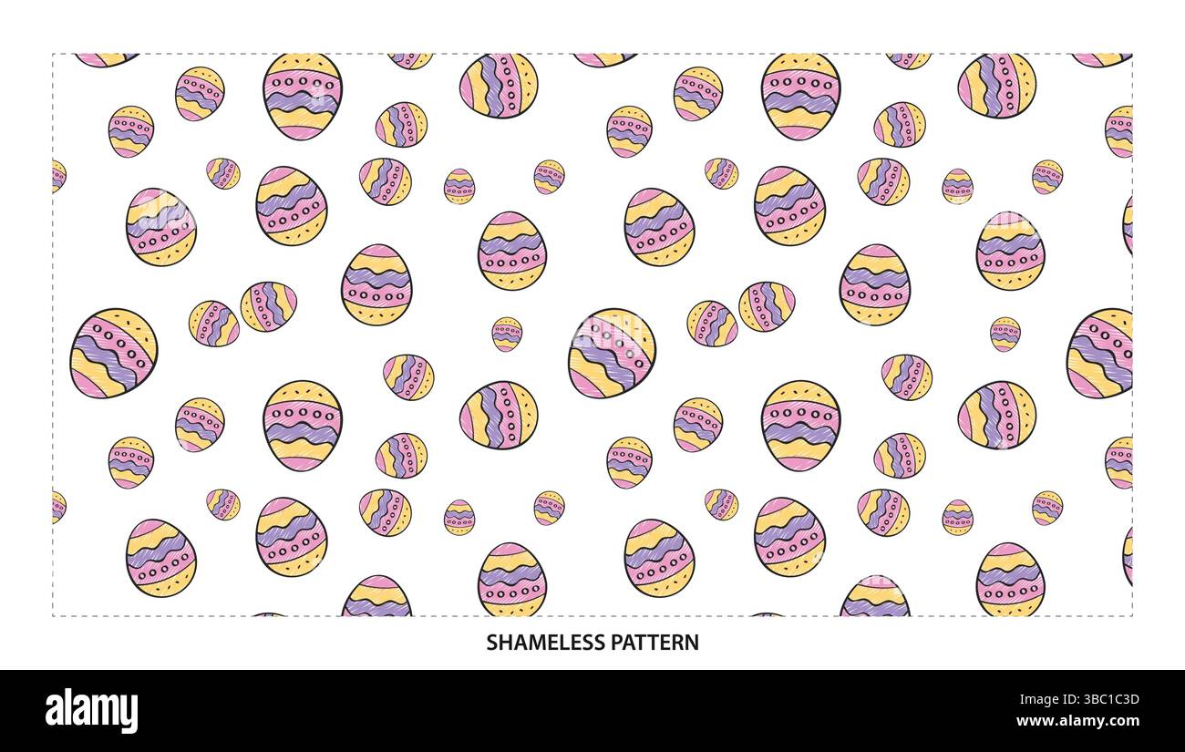 Cute Pastel Easter Egg Seamless Pattern for Holiday and Spring Designs Stock Vector
