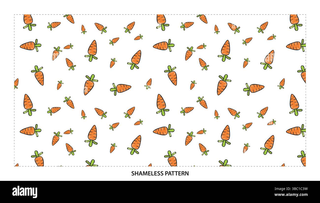 Fresh Orange Carrot Vegetable Seamless Pattern for Healthy Food Designs Stock Vector